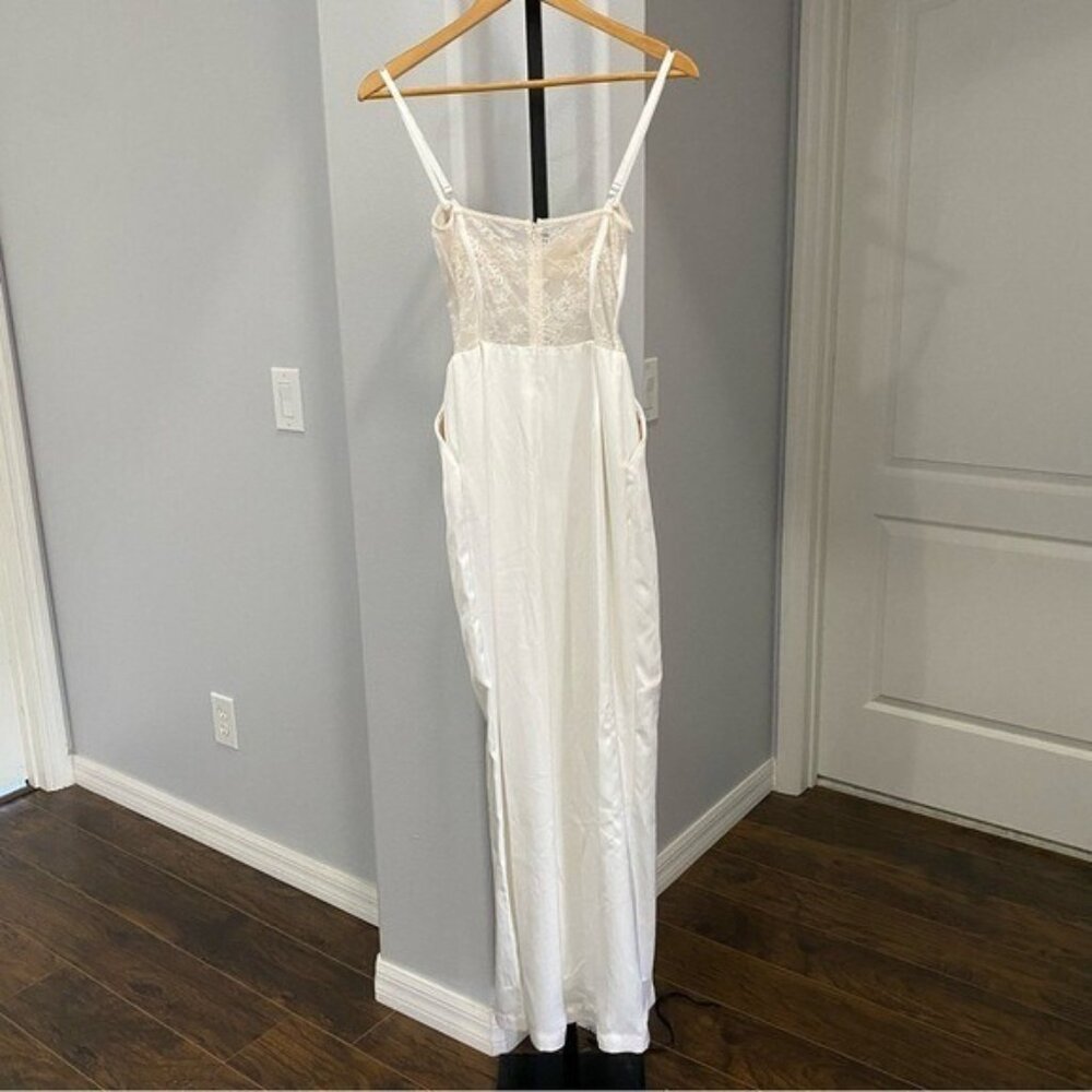 White Wide-Leg Jumpsuit with Bustier Top - Picture 8 of 8